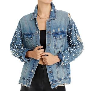 Like new, Sunset & Spring Embellished Denim Jacket. Size XS